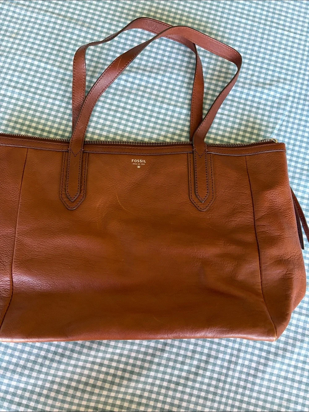 Fossil Tan Leather Tote Bag - Picture 1 of 6